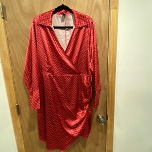 SHEIN Red Geometric Pattern Dress